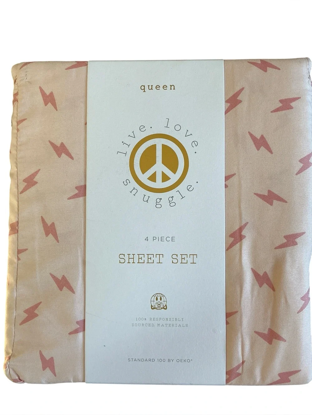 Queen Sheet Set — Blush Pink Lightning